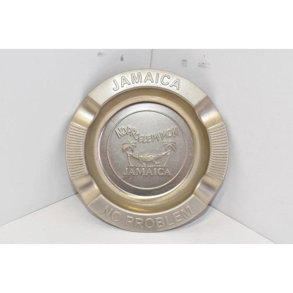 No Problem Mon! Jamaica Metal Ashtray Round Silver
